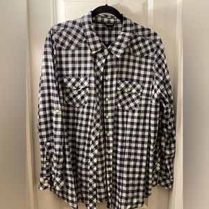 Torrid navy gingham button down blouse